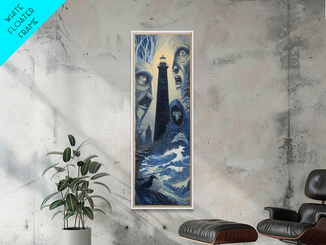 The Cursed Lighthouse, Expressionist Gothic Art, Tall Narrow Wall Art, Gothic Horror Wall Art, Canvas Print, Halloween Wall Art