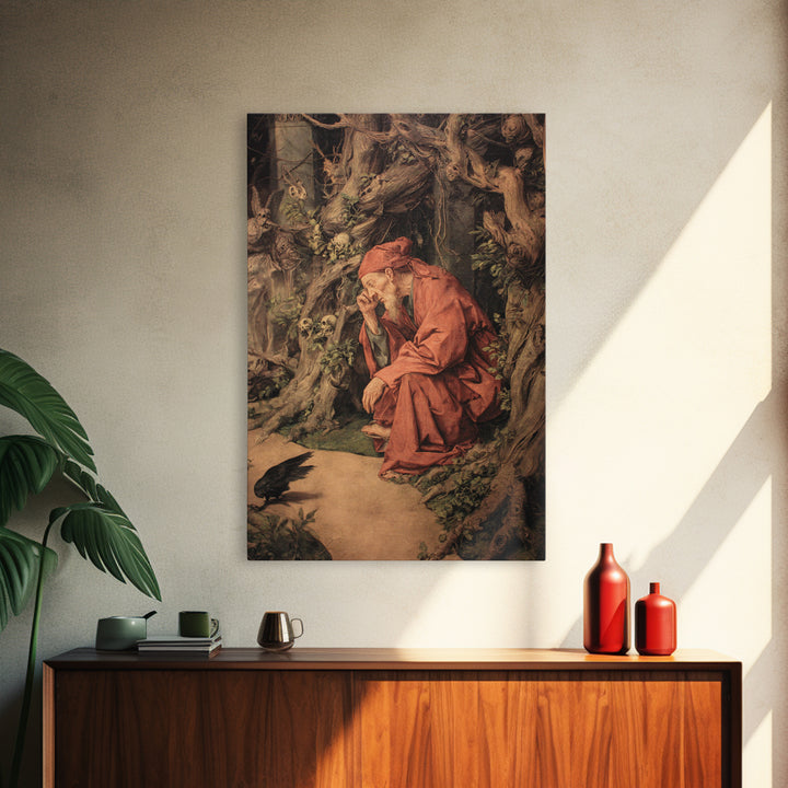 The Witch'S Forest, Dark Renaissance Art, Vertical Wall Art, Dark Halloween Decor, Framed Canvas Print, Halloween Wall Art