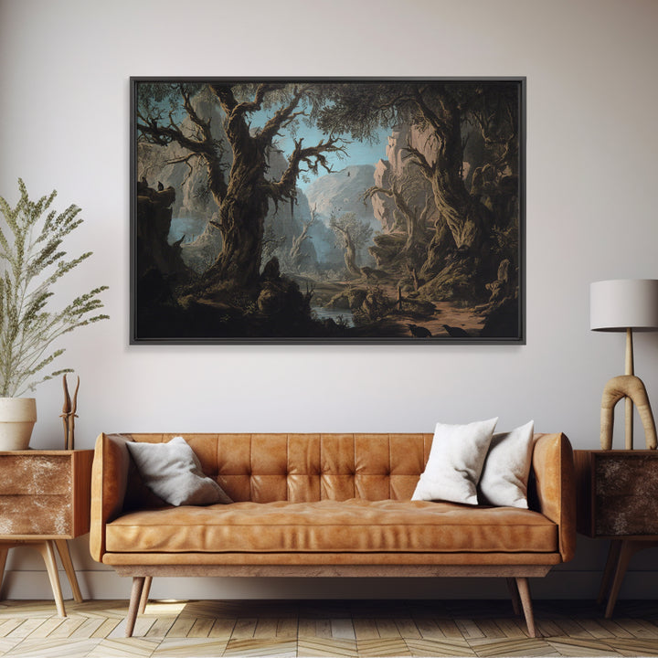 The Witch'S Forest, Baroque Witchcraft Art, Landscape Wall Art, Macabre Wall Art, Framed Canvas Print, Halloween Wall Art