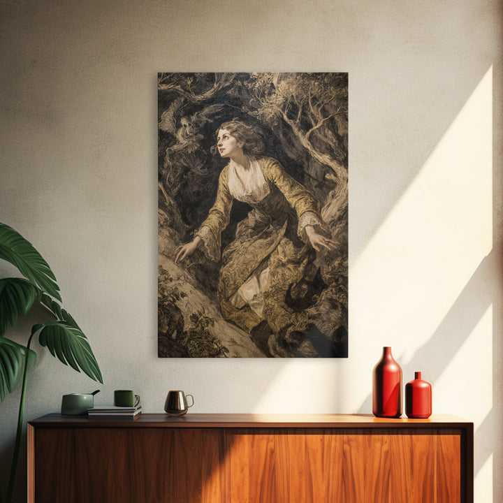 The Witch'S Forest, Dark Romantic Horror Art, Vertical Wall Art, Macabre Wall Art, Canvas Print, Halloween Wall Art, Dark Fantasy Art