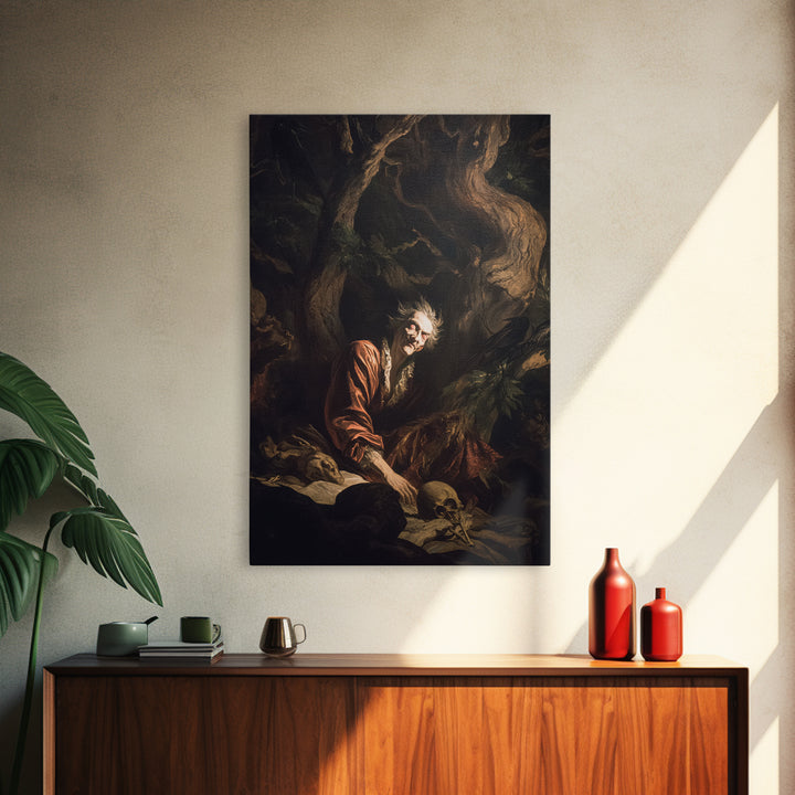 The Witch'S Forest, Gothic Nightmare Art, Vertical Wall Art, Dark Halloween Decor, Framed Canvas Print, Halloween Wall Art