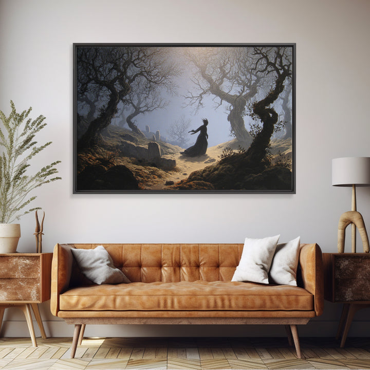The Witch'S Forest, Romantic Gothic Landscape, Landscape Wall Art, Dark Fantasy Wall Art, Framed Canvas Print, Halloween Wall Art