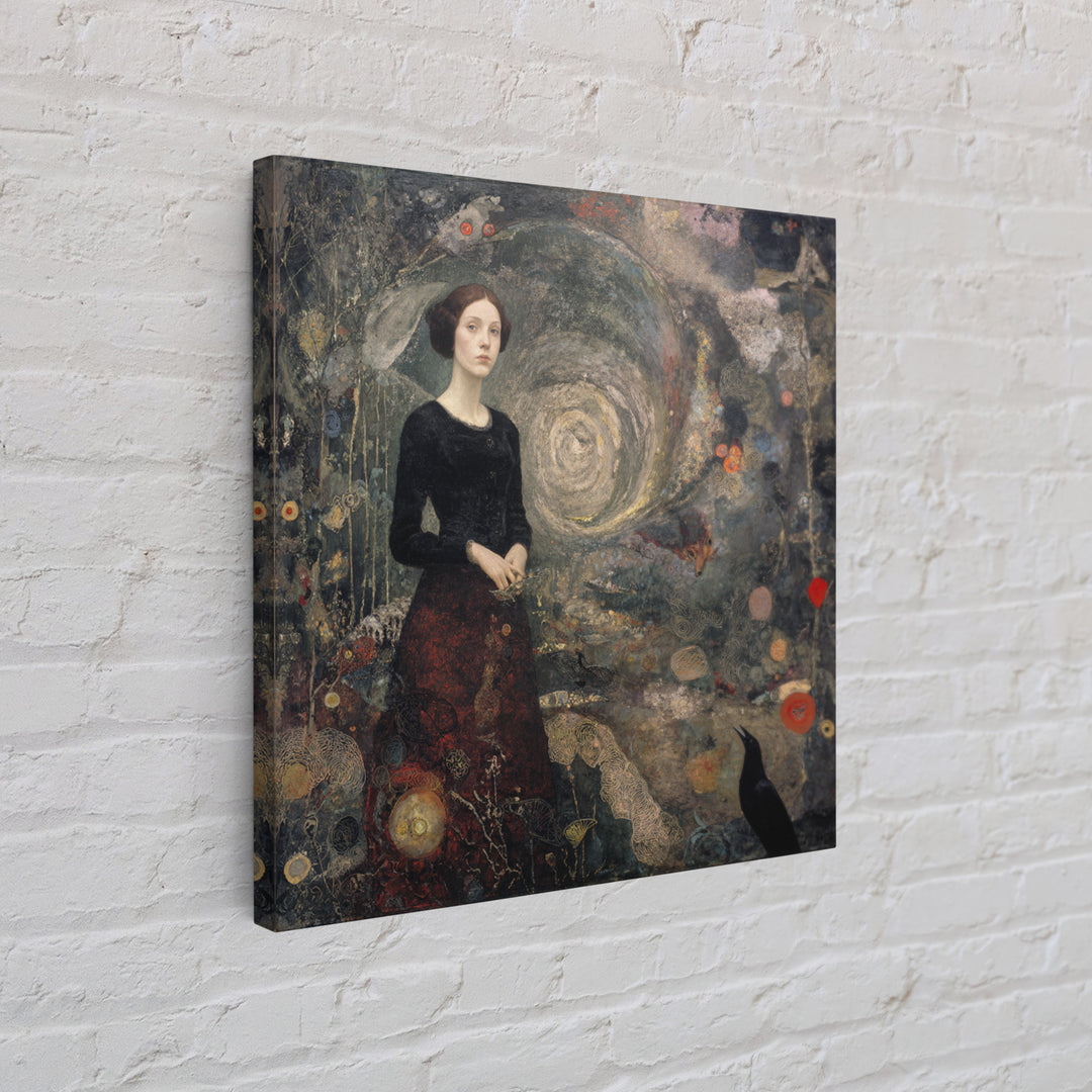The Witch'S Forest, Symbolist Dream Art, Square Wall Art, Dark Halloween Decor, Canvas Print, Halloween Wall Art, Gothic Home Decor