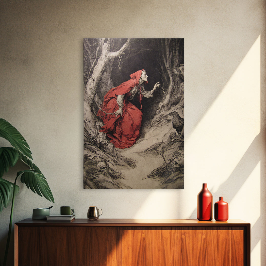 The Witch'S Forest, Decadent Gothic Art, Vertical Wall Art, Dark Fantasy Wall Art, Canvas Print, Halloween Wall Art