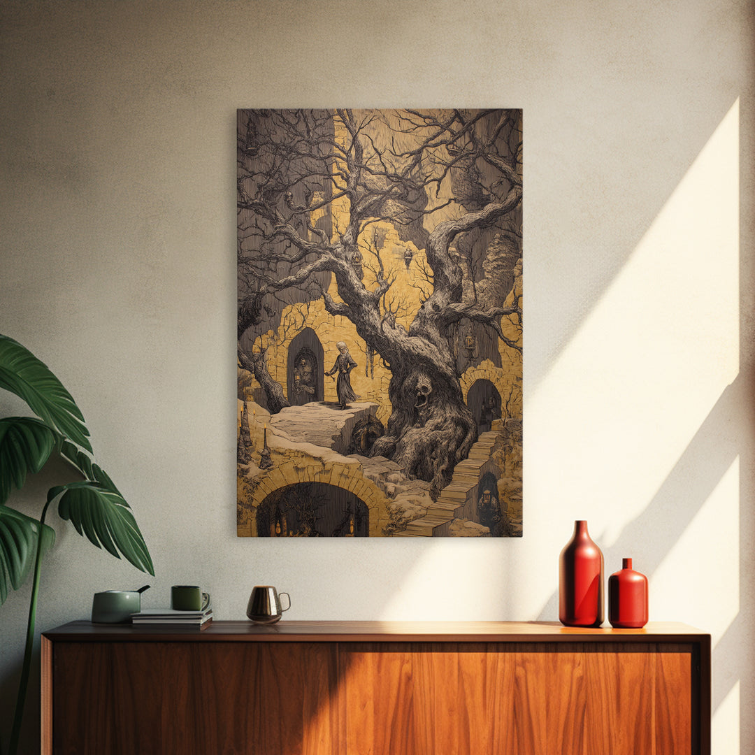 The Witch'S Forest, Victorian Macabre Art, Vertical Wall Art, Macabre Wall Art, Canvas Print, Halloween Wall Art, Gothic Home Decor