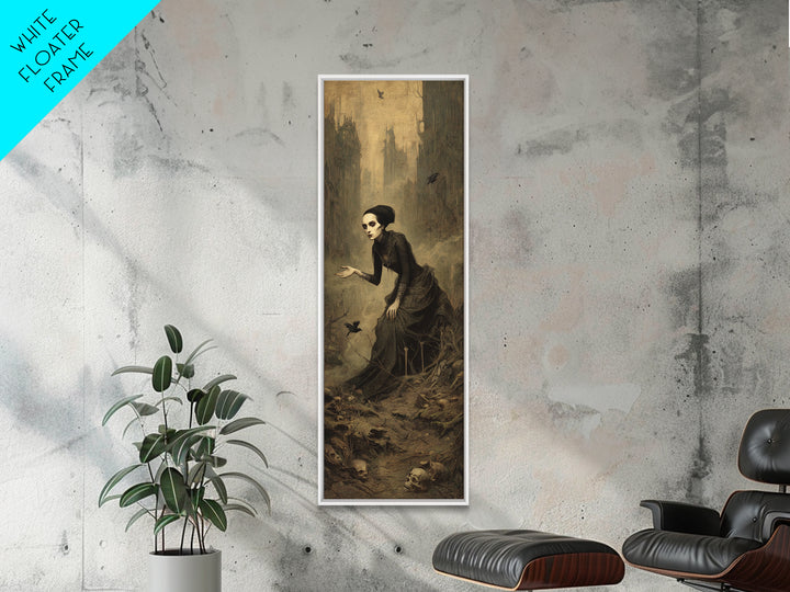 The Witch'S Forest, Surreal Apocalyptic Art, Tall Narrow Wall Art, Gothic Horror Wall Art, Framed Canvas Print, Halloween Wall Art
