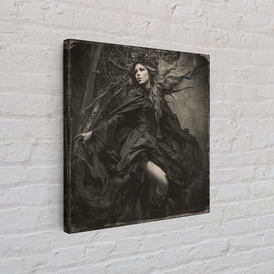 The Witch'S Forest, Biomechanical Horror Art, Square Wall Art, Dark Fantasy Wall Art, Canvas Print, Halloween Wall Art, Seasonal Home Decor