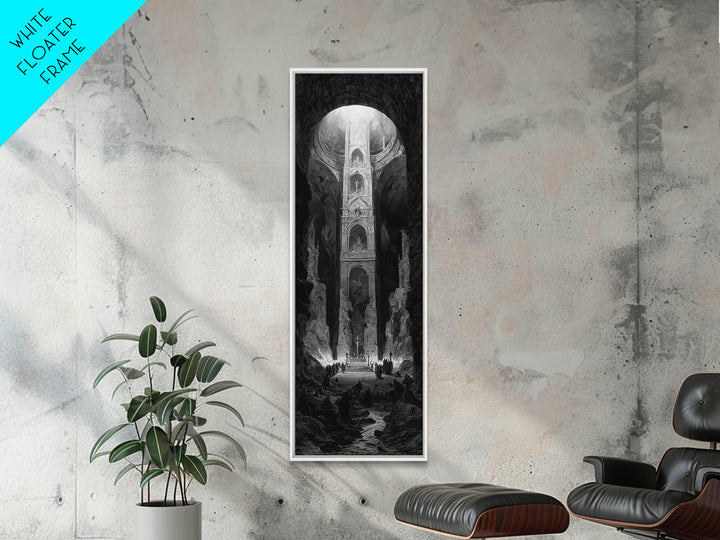 The Forgotten Crypt, Gothic Engraving Art, Tall Narrow Wall Art, Gothic Horror Wall Art, Framed Canvas Print, Halloween Wall Art