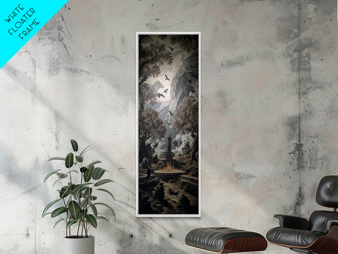 The Forgotten Crypt, Baroque Witchcraft Art, Tall Narrow Wall Art, Dark Halloween Decor, Canvas Print, Halloween Wall Art