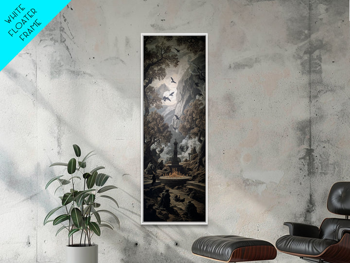 The Forgotten Crypt, Baroque Witchcraft Art, Tall Narrow Wall Art, Dark Halloween Decor, Canvas Print, Halloween Wall Art