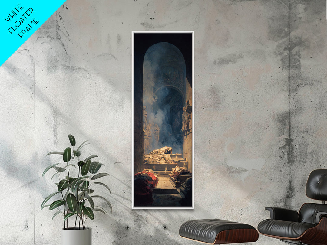 The Forgotten Crypt, Gothic Nightmare Art, Tall Narrow Wall Art, Dark Halloween Decor, Framed Canvas Print, Halloween Wall Art