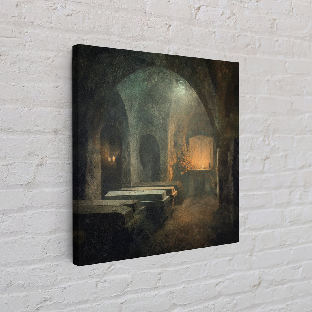 The Forgotten Crypt, Symbolist Dream Art, Square Wall Art, Macabre Wall Art, Canvas Print, Halloween Wall Art, Dark Fantasy Art