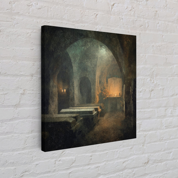 The Forgotten Crypt, Symbolist Dream Art, Square Wall Art, Macabre Wall Art, Canvas Print, Halloween Wall Art, Dark Fantasy Art