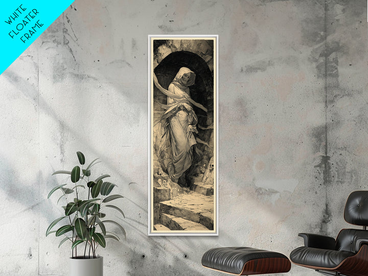The Forgotten Crypt, Decadent Gothic Art, Tall Narrow Wall Art, Dark Fantasy Wall Art, Canvas Print, Halloween Wall Art