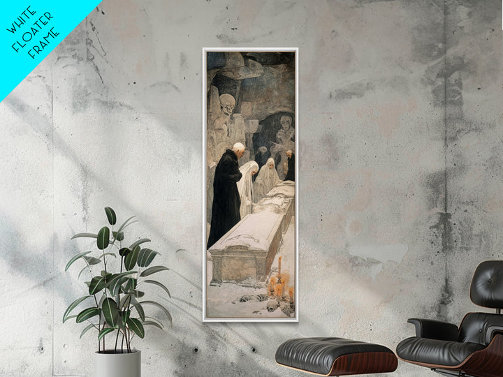 The Forgotten Crypt, Symbolist Death Art, Tall Narrow Wall Art, Gothic Horror Wall Art, Framed Canvas Print, Halloween Wall Art