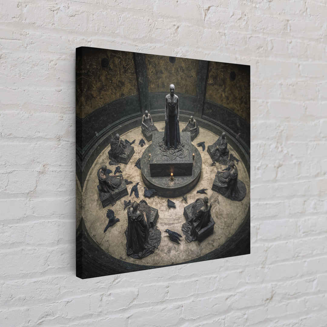 The Forgotten Crypt, Dark Symbolist Art, Square Wall Art, Macabre Wall Art, Canvas Print, Halloween Wall Art, Horror Wall Art