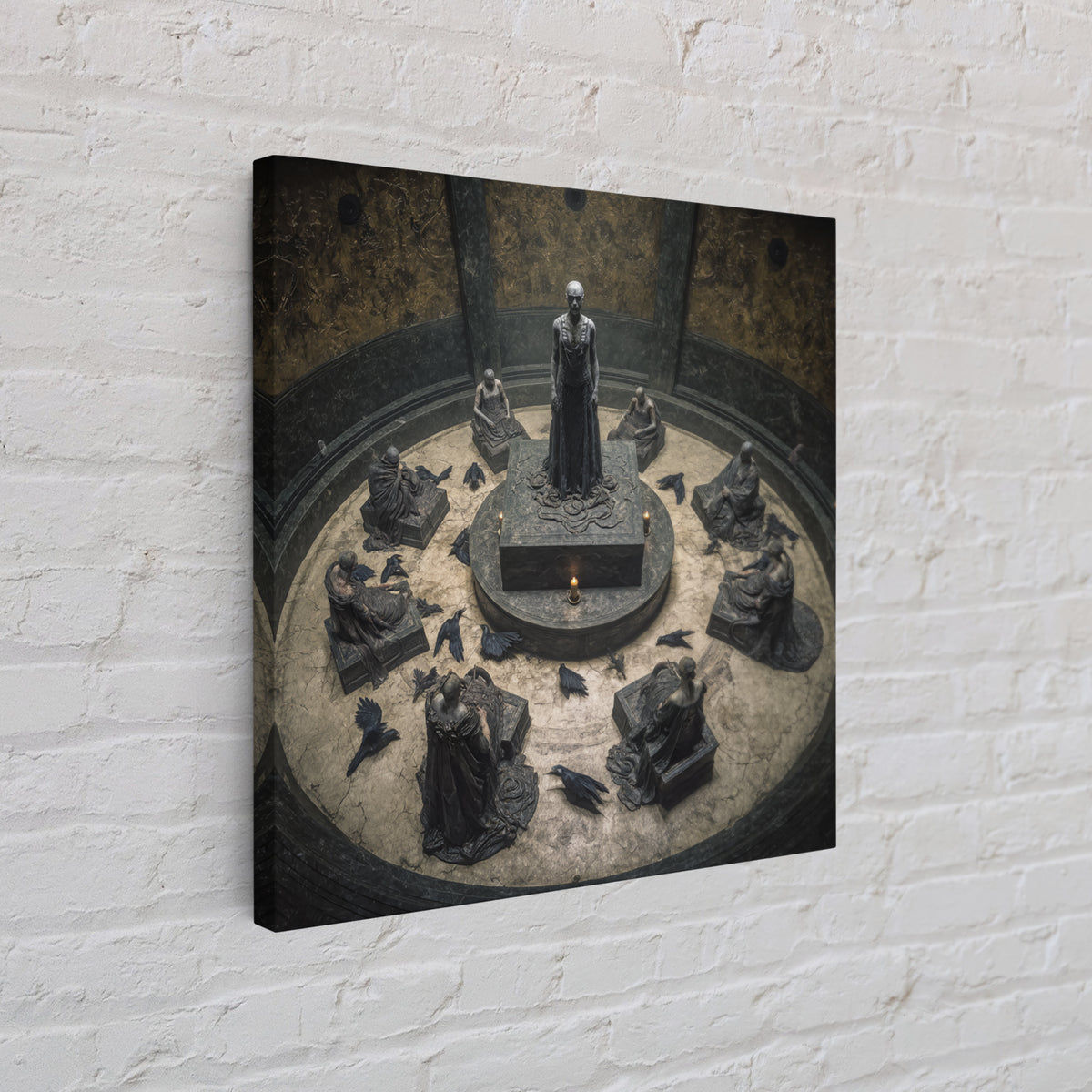 The Forgotten Crypt, Dark Symbolist Art, Square Wall Art, Macabre Wall Art, Canvas Print, Halloween Wall Art, Horror Wall Art