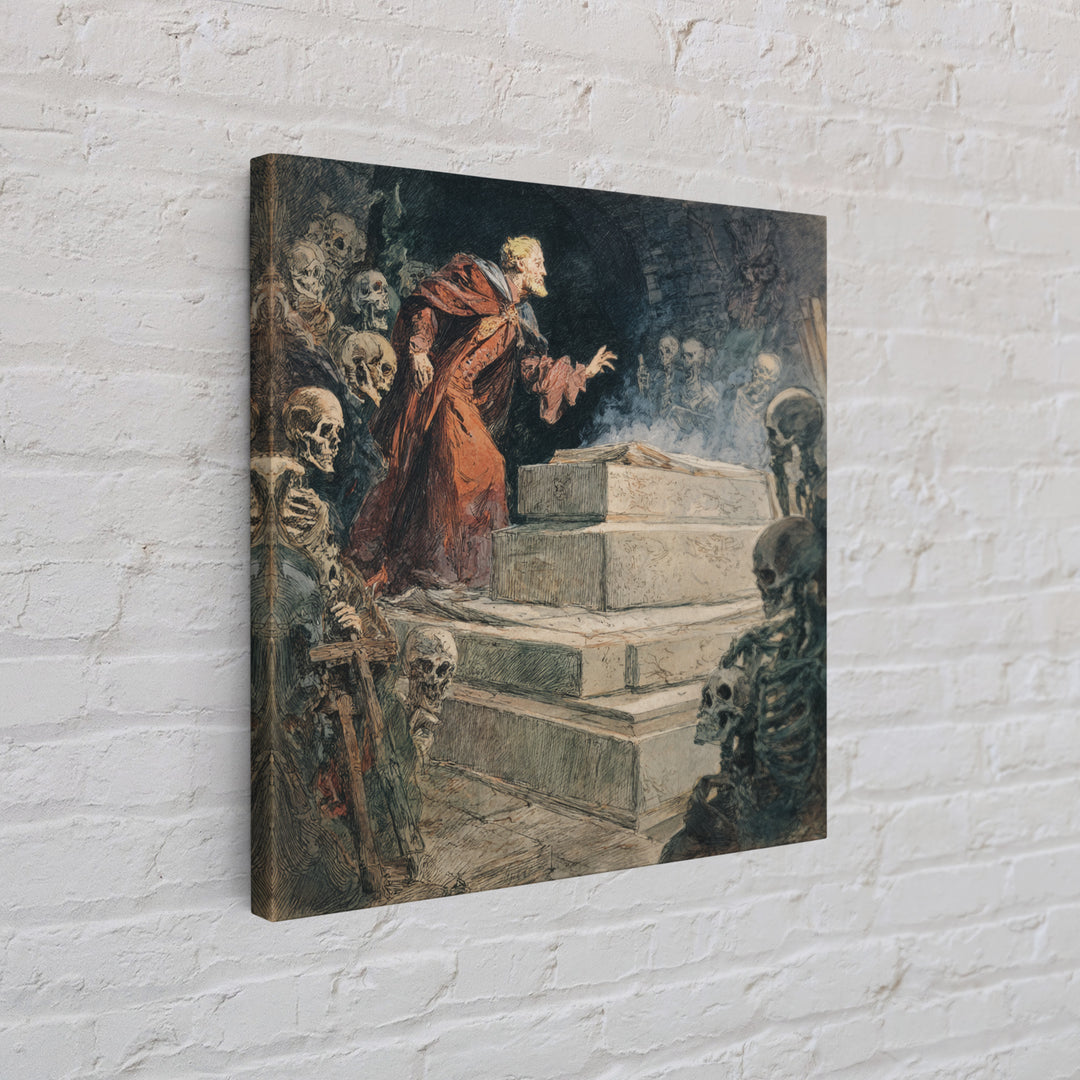 The Forgotten Crypt, Grotesque Carnival Art, Square Wall Art, Dark Halloween Decor, Canvas Print, Halloween Wall Art, Dark Fantasy Art