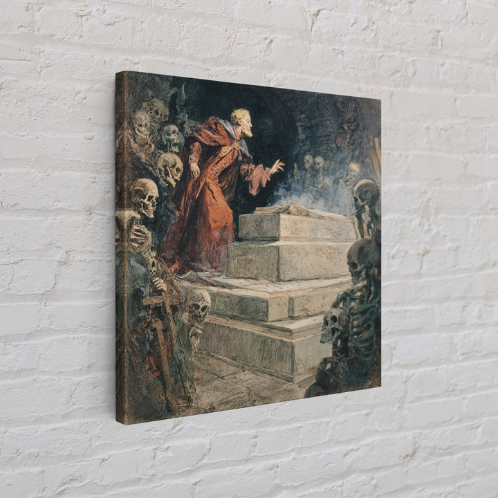 The Forgotten Crypt, Grotesque Carnival Art, Square Wall Art, Dark Halloween Decor, Canvas Print, Halloween Wall Art, Dark Fantasy Art