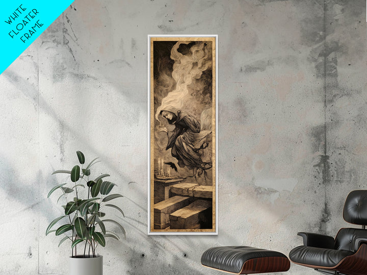 The Forgotten Crypt, Expressionist Gothic Art, Tall Narrow Wall Art, Macabre Wall Art, Canvas Print, Halloween Wall Art, Gothic Home Decor