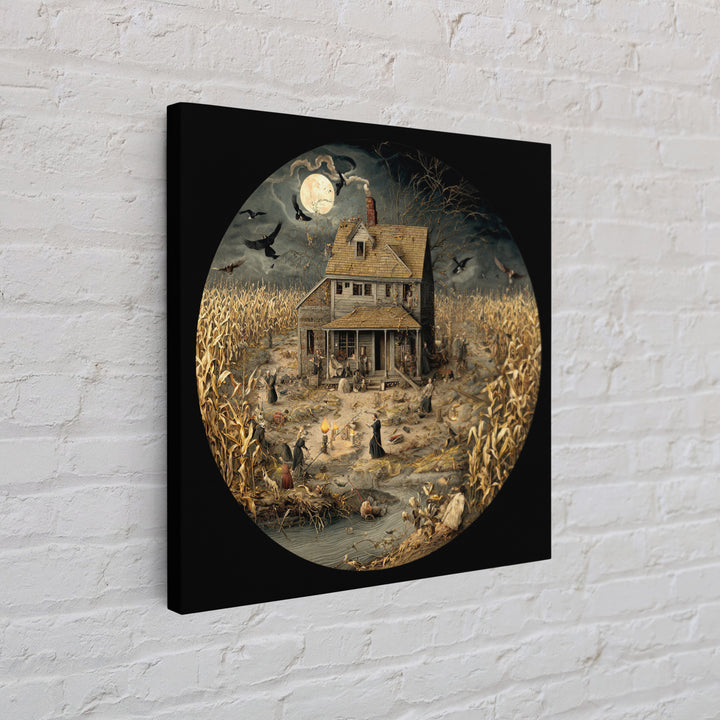 The Possessed Farmhouse, Danse Macabre Art, Square Wall Art, Dark Fantasy Wall Art, Canvas Print, Halloween Wall Art