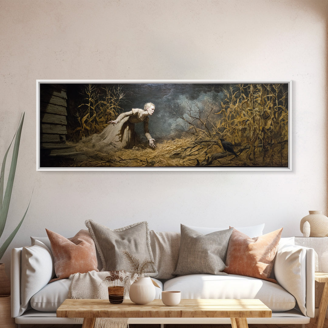 The Possessed Farmhouse, Gothic Nightmare Art, Extra Wide Wall Art, Dark Halloween Decor, Canvas Print, Halloween Wall Art