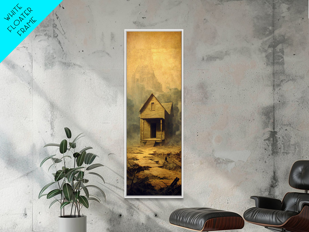 The Possessed Farmhouse, Surreal Apocalyptic Art, Tall Narrow Wall Art, Gothic Horror Wall Art, Canvas Print, Halloween Wall Art