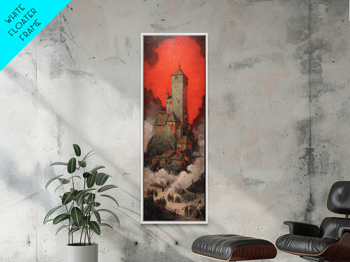 The Vampire Castle, Dark Renaissance Art, Tall Narrow Wall Art, Gothic Horror Wall Art, Framed Canvas Print, Halloween Wall Art