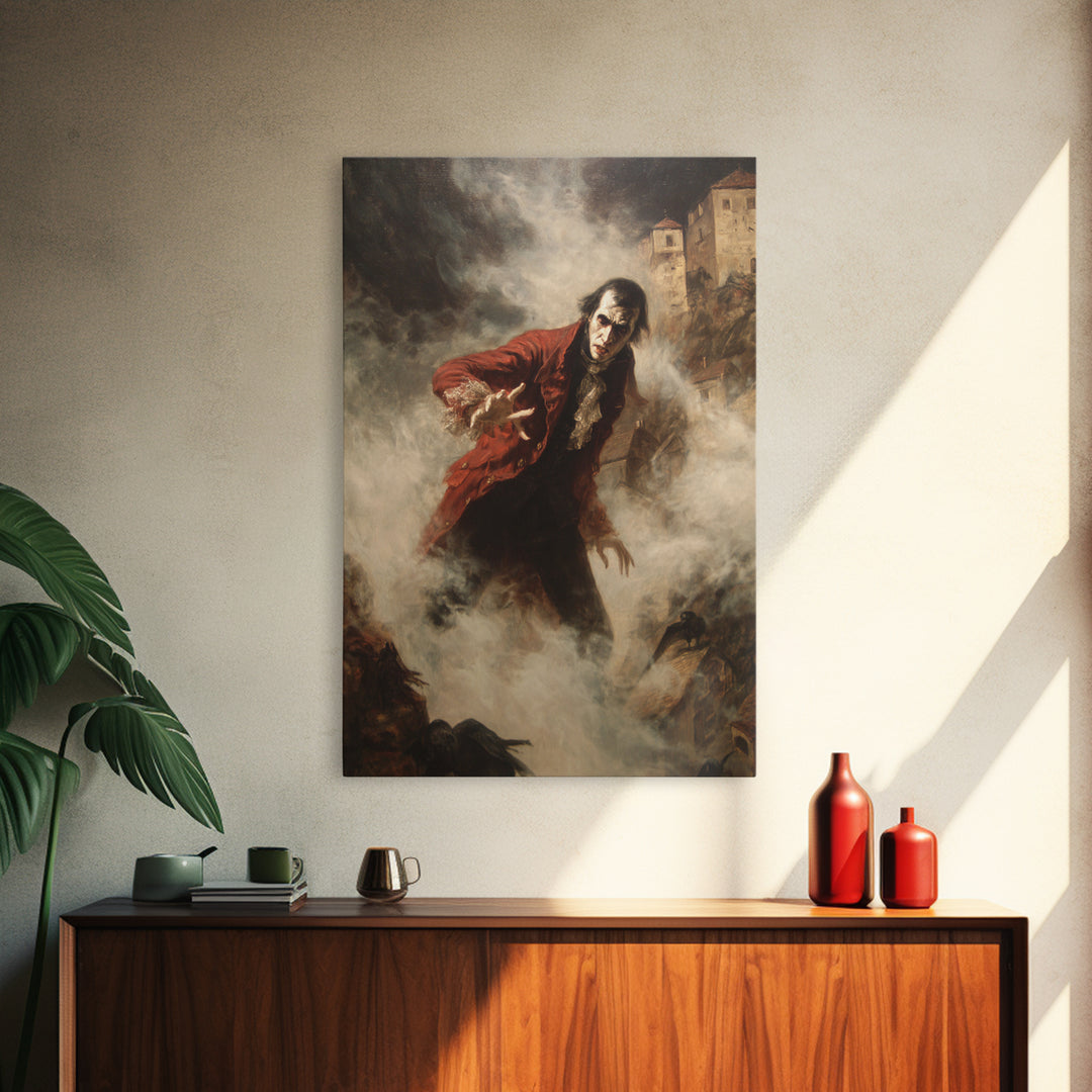 The Vampire Castle, Dark Romantic Horror Art, Vertical Wall Art, Macabre Wall Art, Canvas Print, Halloween Wall Art, Seasonal Home Decor