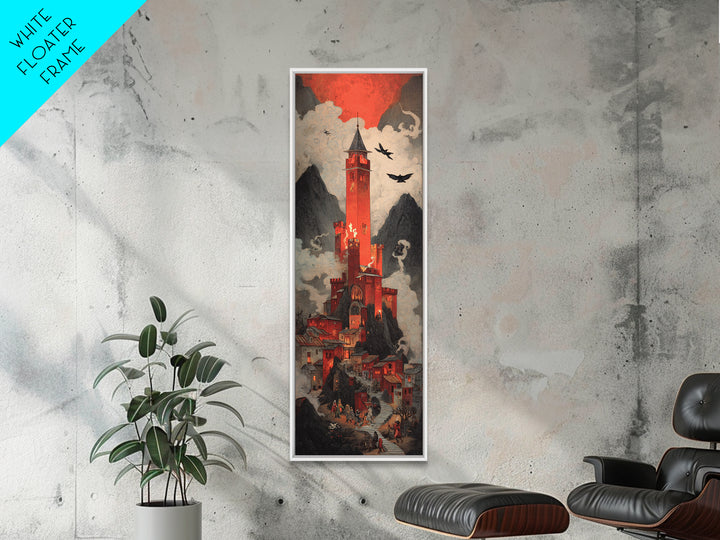 The Vampire Castle, Visionary Gothic Art, Tall Narrow Wall Art, Macabre Wall Art, Canvas Print, Halloween Wall Art