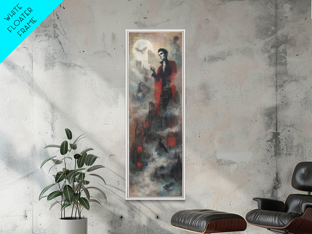 The Vampire Castle, Symbolist Dream Art, Tall Narrow Wall Art, Macabre Wall Art, Canvas Print, Halloween Wall Art, Dark Fantasy Art