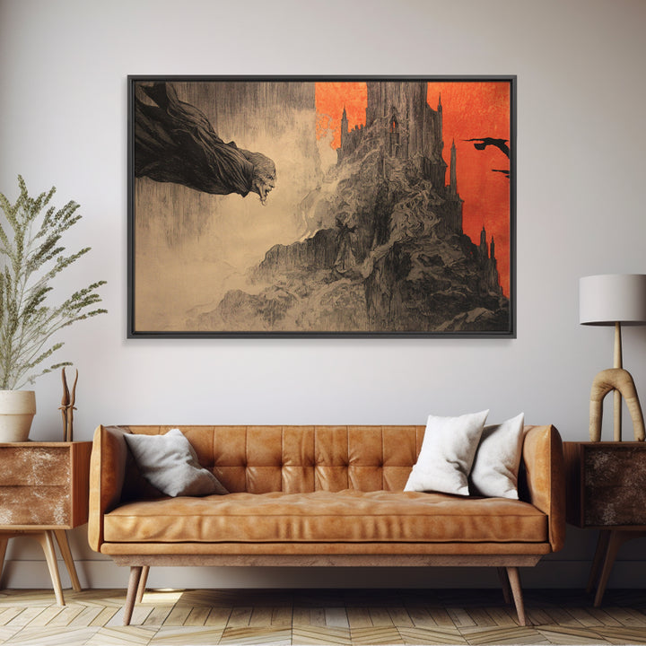 The Vampire Castle, Expressionist Nightmare Art, Landscape Wall Art, Gothic Horror Wall Art, Canvas Print, Halloween Wall Art