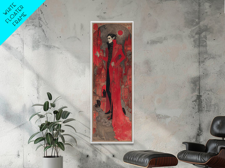 The Vampire Castle, Stained Glass Gothic Art, Tall Narrow Wall Art, Dark Halloween Decor, Canvas Print, Halloween Wall Art