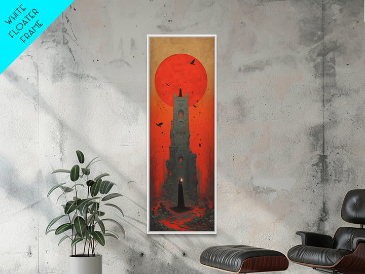 The Vampire Castle, Surreal Apocalyptic Art, Tall Narrow Wall Art, Dark Fantasy Wall Art, Canvas Print, Halloween Wall Art