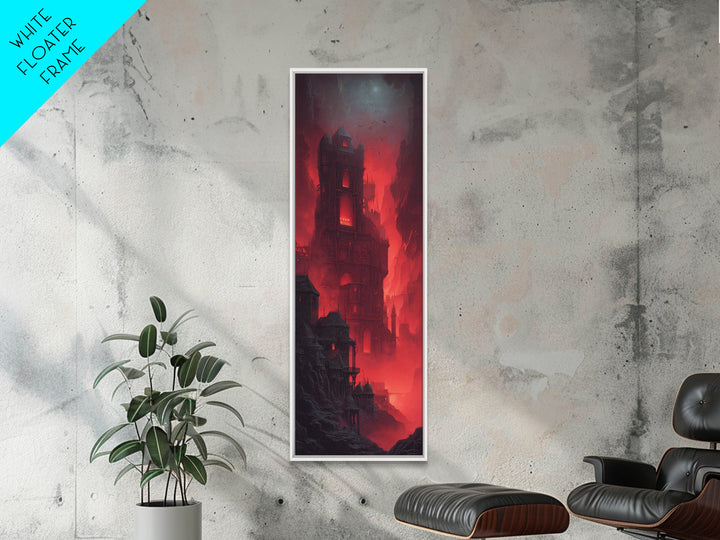 The Vampire Castle, Biomechanical Horror Art, Tall Narrow Wall Art, Gothic Horror Wall Art, Framed Canvas Print, Halloween Wall Art