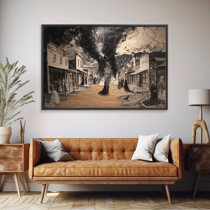 The Ghost Town Main Street, Dark Romantic Horror Art, Landscape Wall Art, Dark Fantasy Wall Art, Canvas Print, Halloween Wall Art