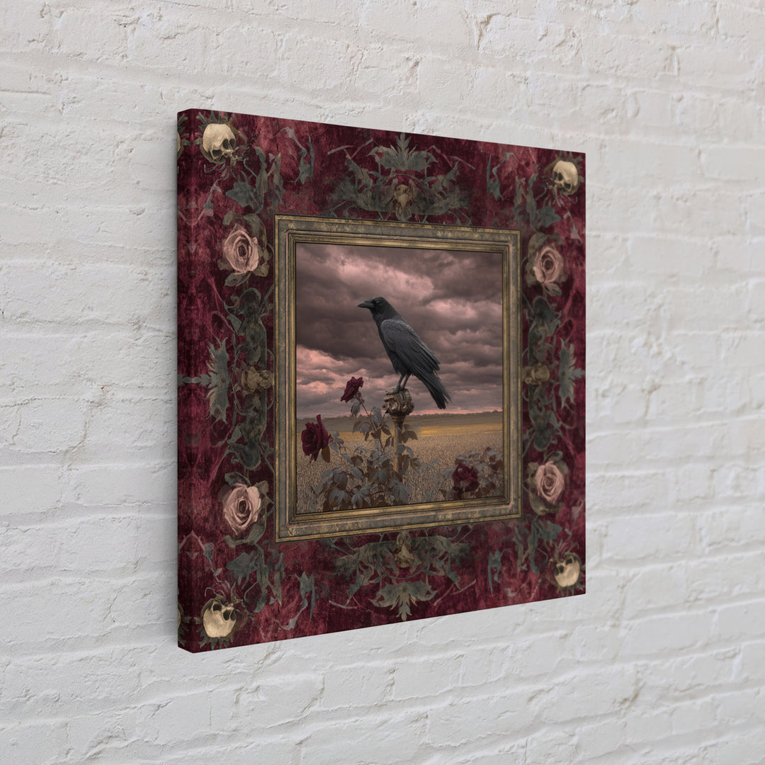 Storm Clouds over an Abandoned Field Canvas Print, Dark Art, Living Room Decor, Fine Art, Nocturne, Luxury Decor, DAR-1x1-14