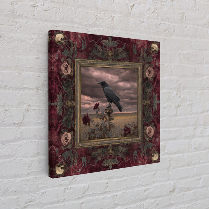 Storm Clouds over an Abandoned Field Canvas Print, Dark Art, Living Room Decor, Fine Art, Nocturne, Luxury Decor, DAR-1x1-14