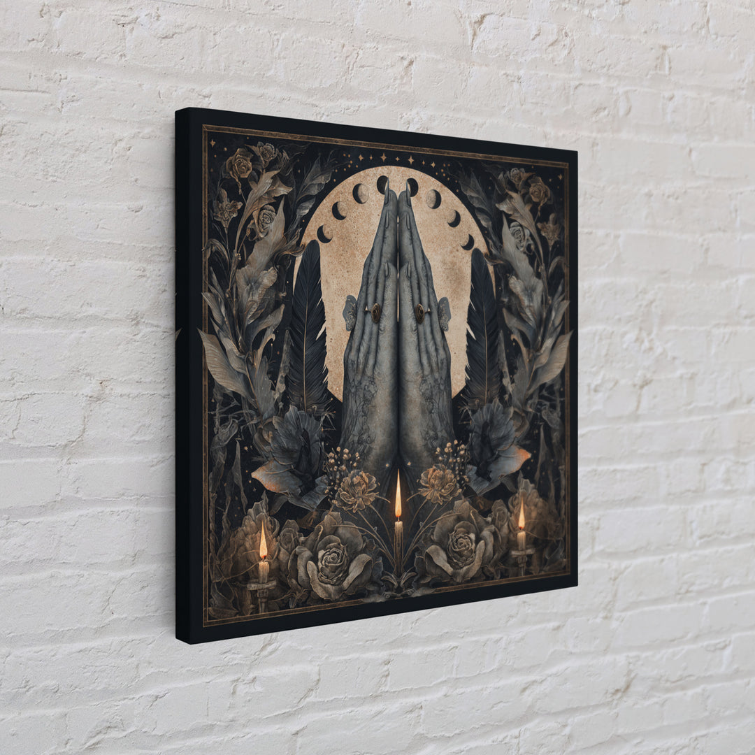 Occult Celestial Hands Canvas Print, Dark Art, Painting, Living Room Decor, Fine Art, Nocturne, Gothic Wall Art, Moody Wall Art, DAR-1x1-20