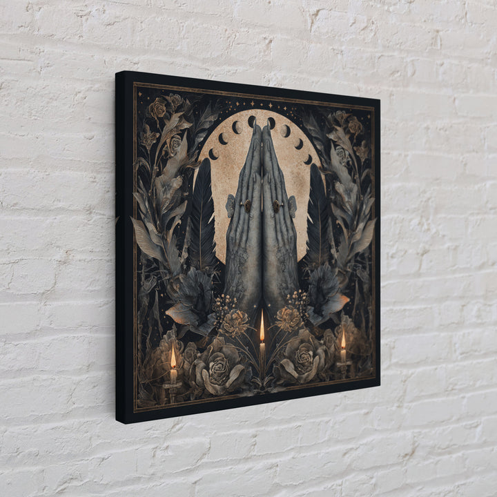 Occult Celestial Hands Canvas Print, Dark Art, Painting, Living Room Decor, Fine Art, Nocturne, Gothic Wall Art, Moody Wall Art, DAR-1x1-20