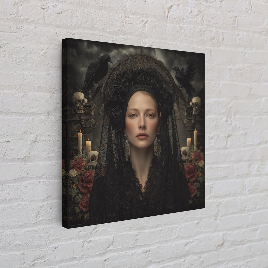 Gothic Woman Portrait Framed Canvas Print, Dark Art, Art Print, Living Room Decor, Fine Art, Nocturne, Halloween Art, DAR-1x1-28