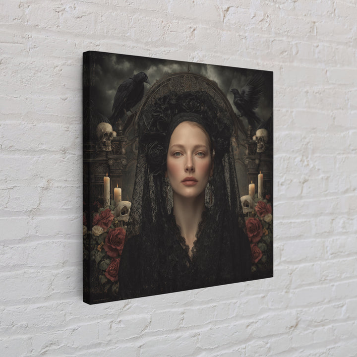 Gothic Woman Portrait Framed Canvas Print, Dark Art, Art Print, Living Room Decor, Fine Art, Nocturne, Halloween Art, DAR-1x1-28