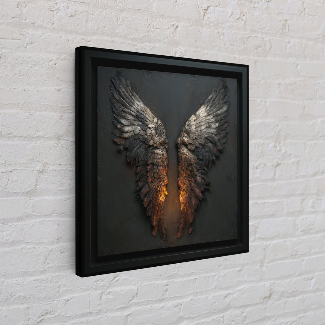 Dark Angel Wings Canvas Print, Dark Art, Moody Wall Art, Living Room Decor, Fine Art, Nocturne, Gallery Decor, Neutral Decor, DAR-1x1-31