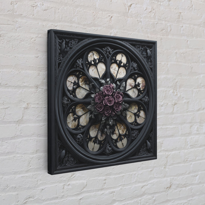 Gothic Cathedral Window Framed Canvas Print, Dark Art, Room Decor, Living Room Decor, Fine Art, Nocturne, Digital Art, DAR-1x1-40