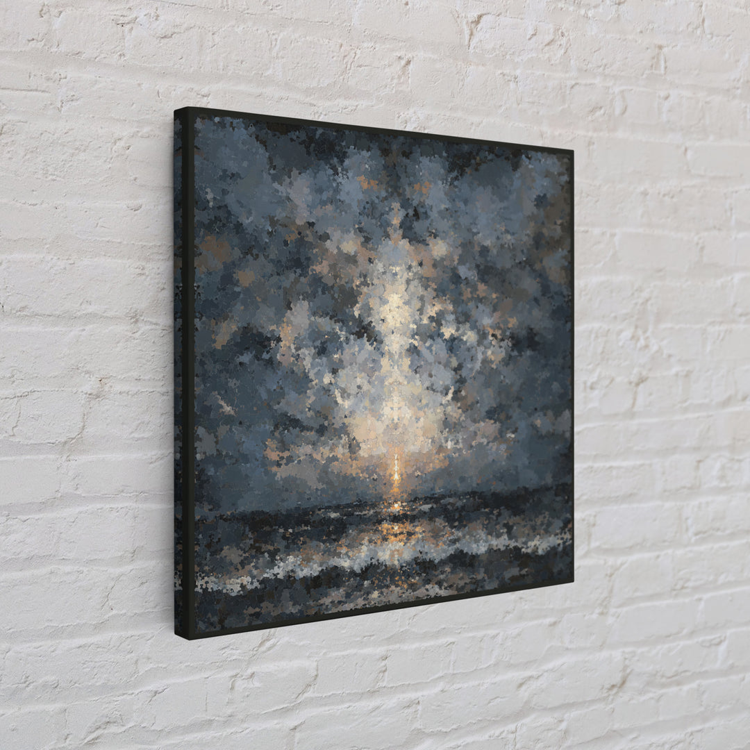 Stormy Sea under a Nearly Black Sky Canvas Print, Dark Art, Fine Art Print, Living Room Decor, Fine Art, Nocturne, Wall Decor, DAR-1x1-5