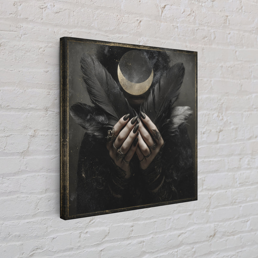 Occult Celestial Hands Framed Canvas Print, Dark Art, Horror Decor, Living Room Decor, Fine Art, Nocturne, Statement Artwork, DAR-1x1-68