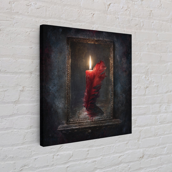 Candle Flame Reflecting Framed Canvas Print, Dark Art, Halloween Decoration, Living Room Decor, Abstract Art, Nocturne, DAR-1x1-72