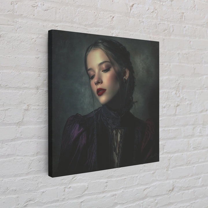 Vampire Inspired Portrait with Pale Dramatic Light Canvas Print, Dark Art, Minimalist Decor, Living Room Decor, Nocturne, DAR-1x1-85