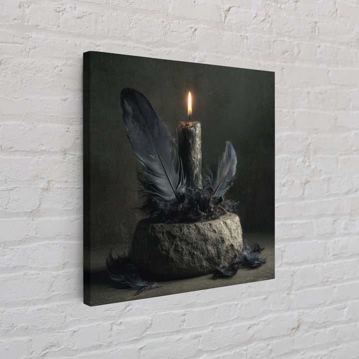 Silent Graveyard with Blue Moon Haze Canvas Print, Dark Art, Neutral Decor, Living Room Decor, Fine Art, Nocturne, Home Decor, DAR-1x1-90
