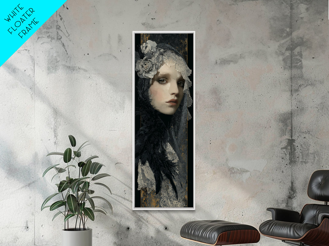 Gothic Woman Portrait Canvas Print, Dark Art, Original Art, Living Room Decor, Fine Art, Nocturne, Halloween Decoration, DAR-1x3-40